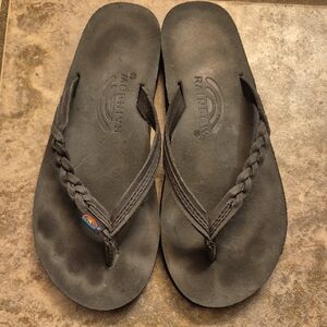 Rainbow Black Flip Flops